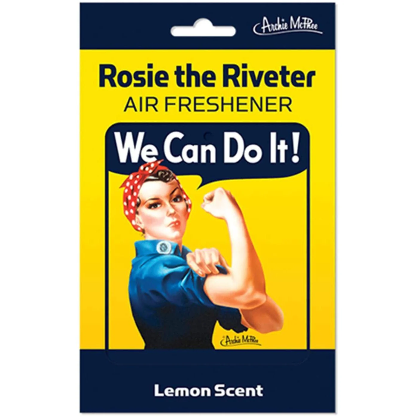 Rosie the Riveter Hanging Air Freshener in Lemon Scent | Feminist Symbol Car Air Freshener - Image 3