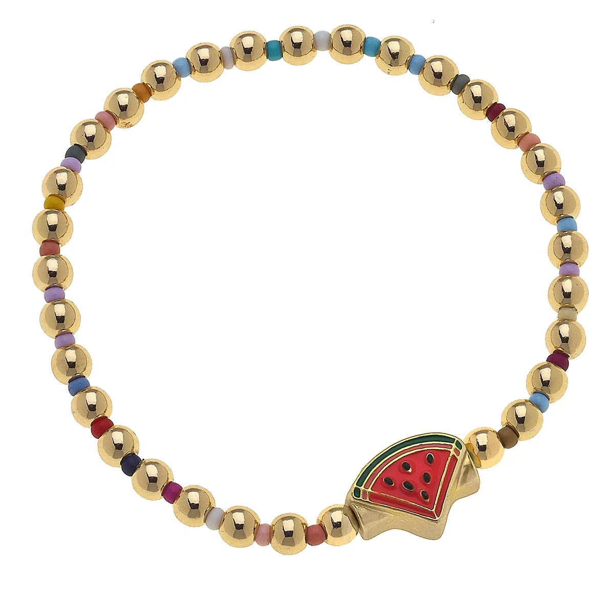 Kids Roxy Rainbow Beaded Children’s Bracelet with Cute Charm | Watermelon or Seashell - Image 2