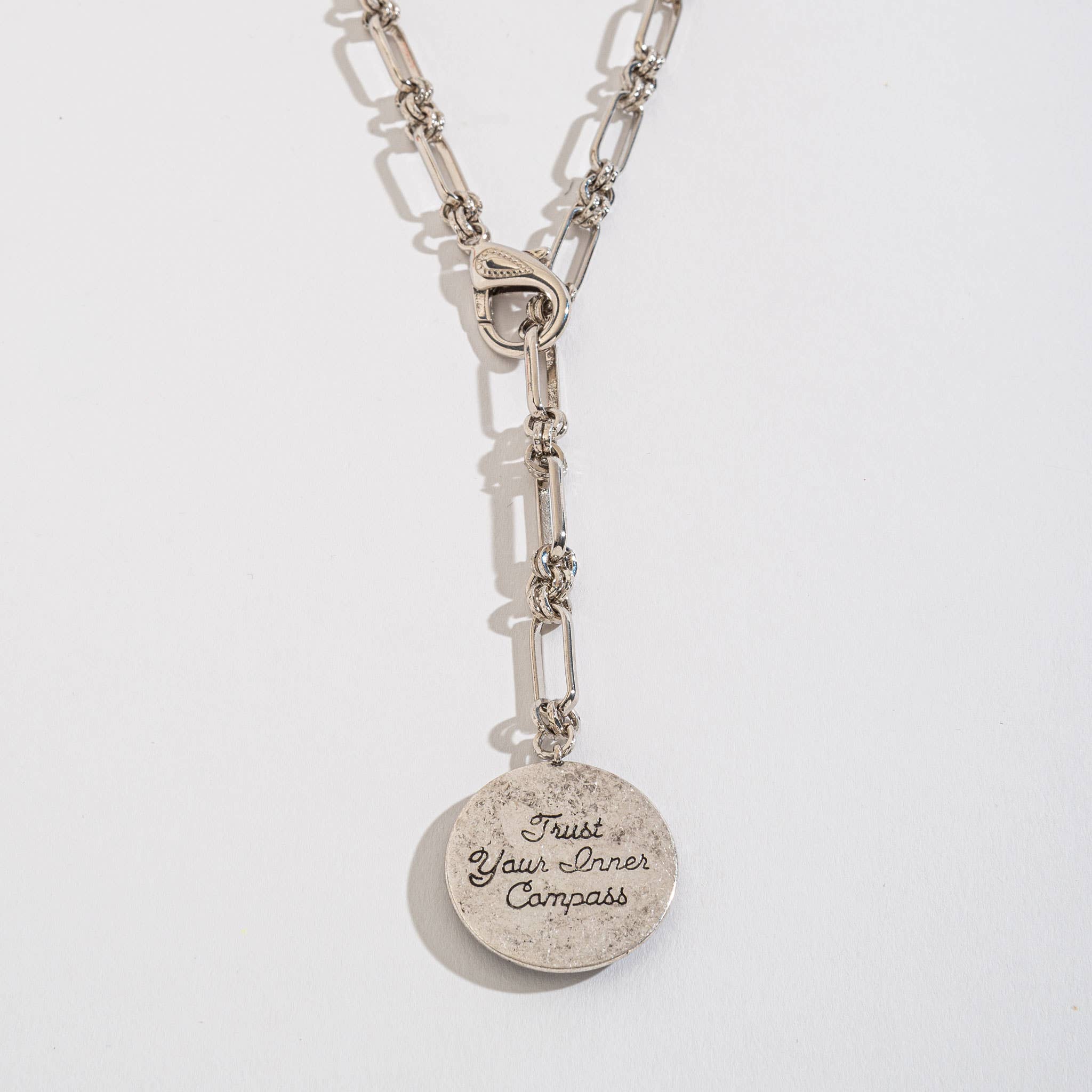 Compass Hidden Message Chain Pendant Necklace in Gold, Silver, or Black | "Trust Your Inner Compass" Gift Necklace - Image 6