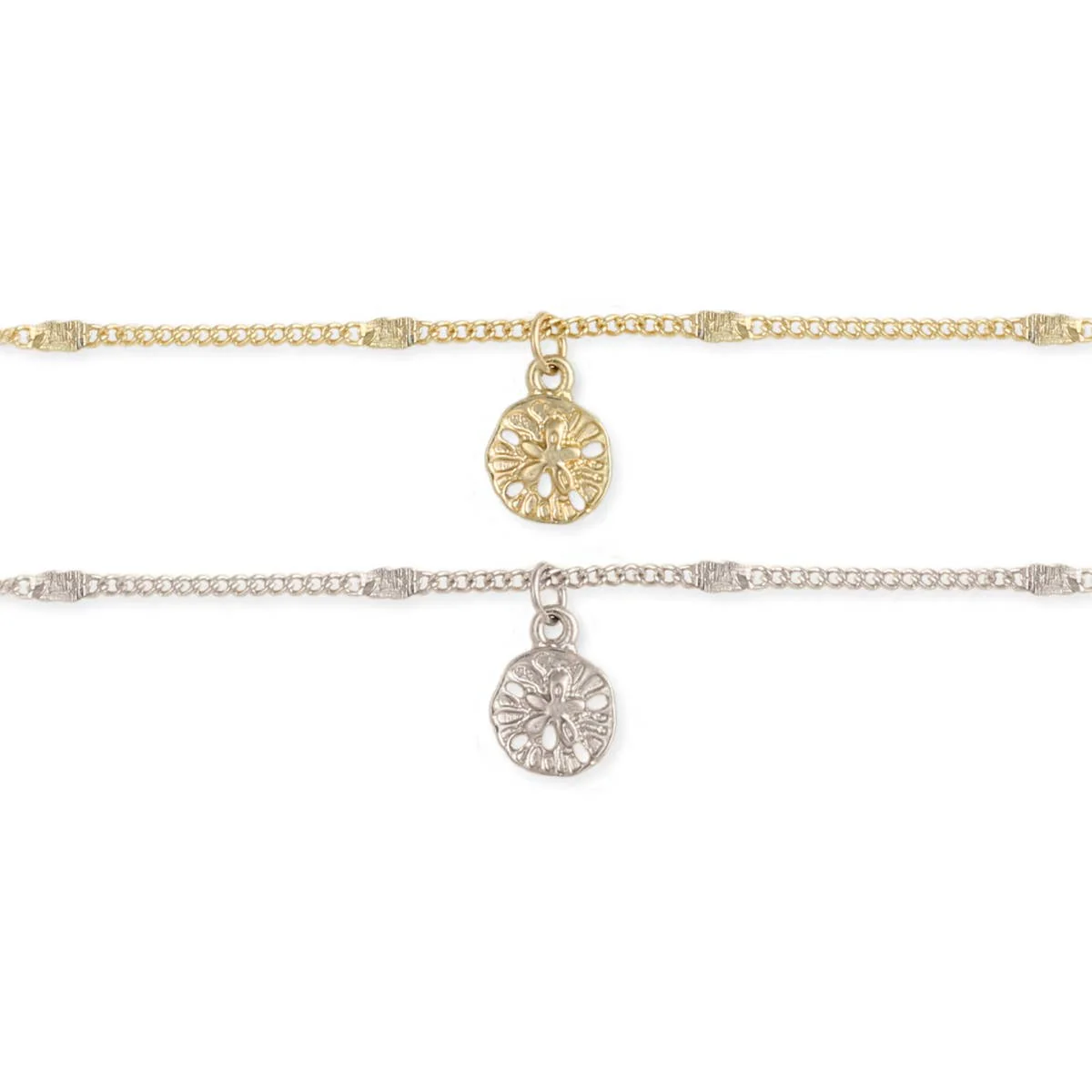 Sand Dollar Charm & Chain Anklet | Ankle Chain Beach Themed Fashion Jewelry - Image 3
