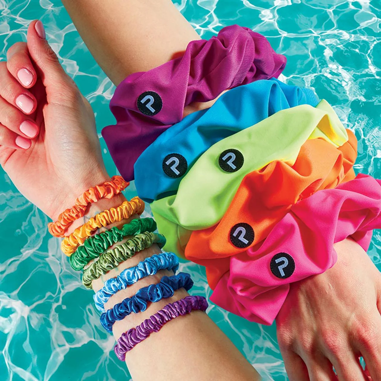 4 Pack Satin Hair Tie Pack in Red / Orange / Yellow / Green | Poly Satin Scrunchies Hair Accessory - Image 3