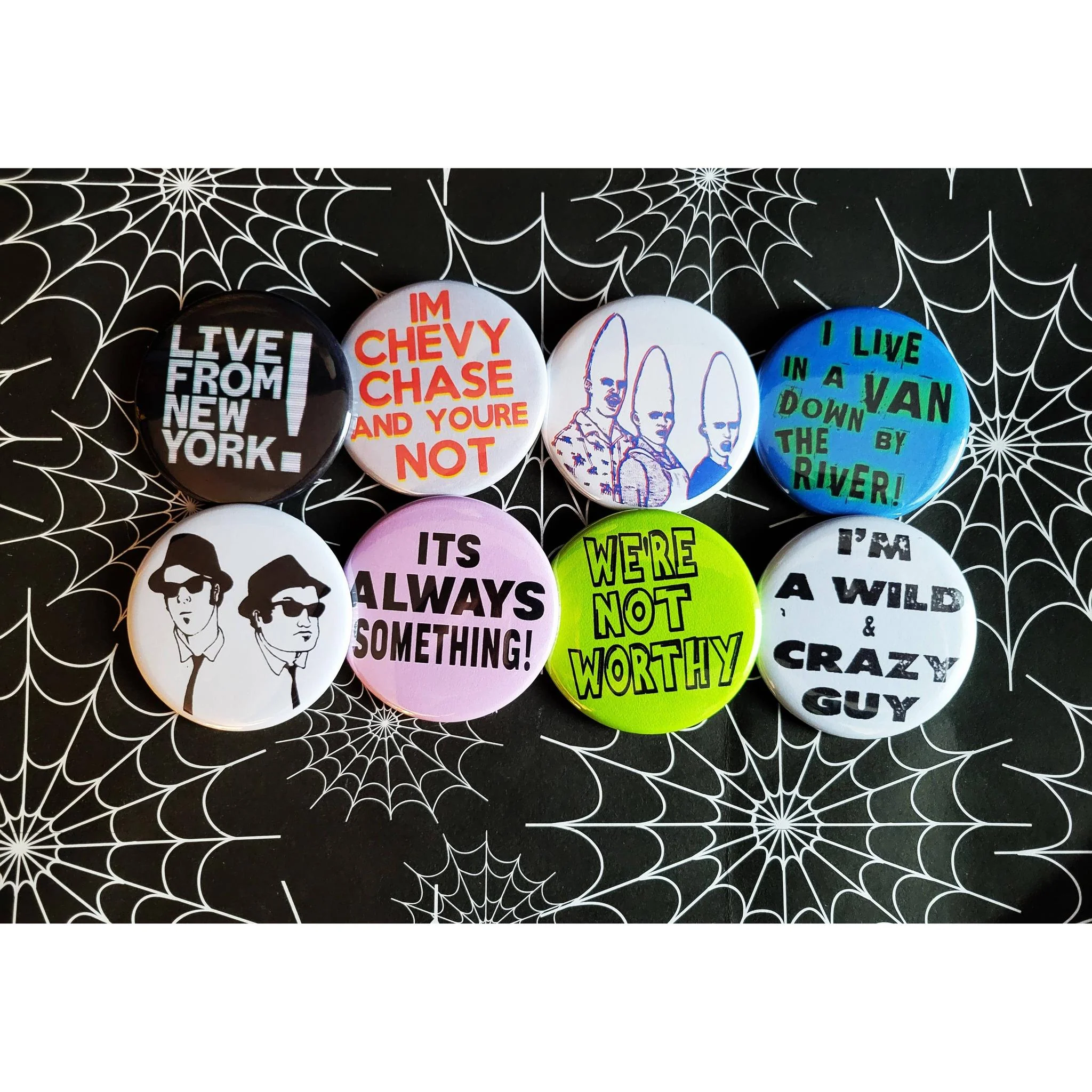 Vintage Reproduction Saturday Night Live Coneheads Small Pinback Button | 1.25" Diameter - Image 2