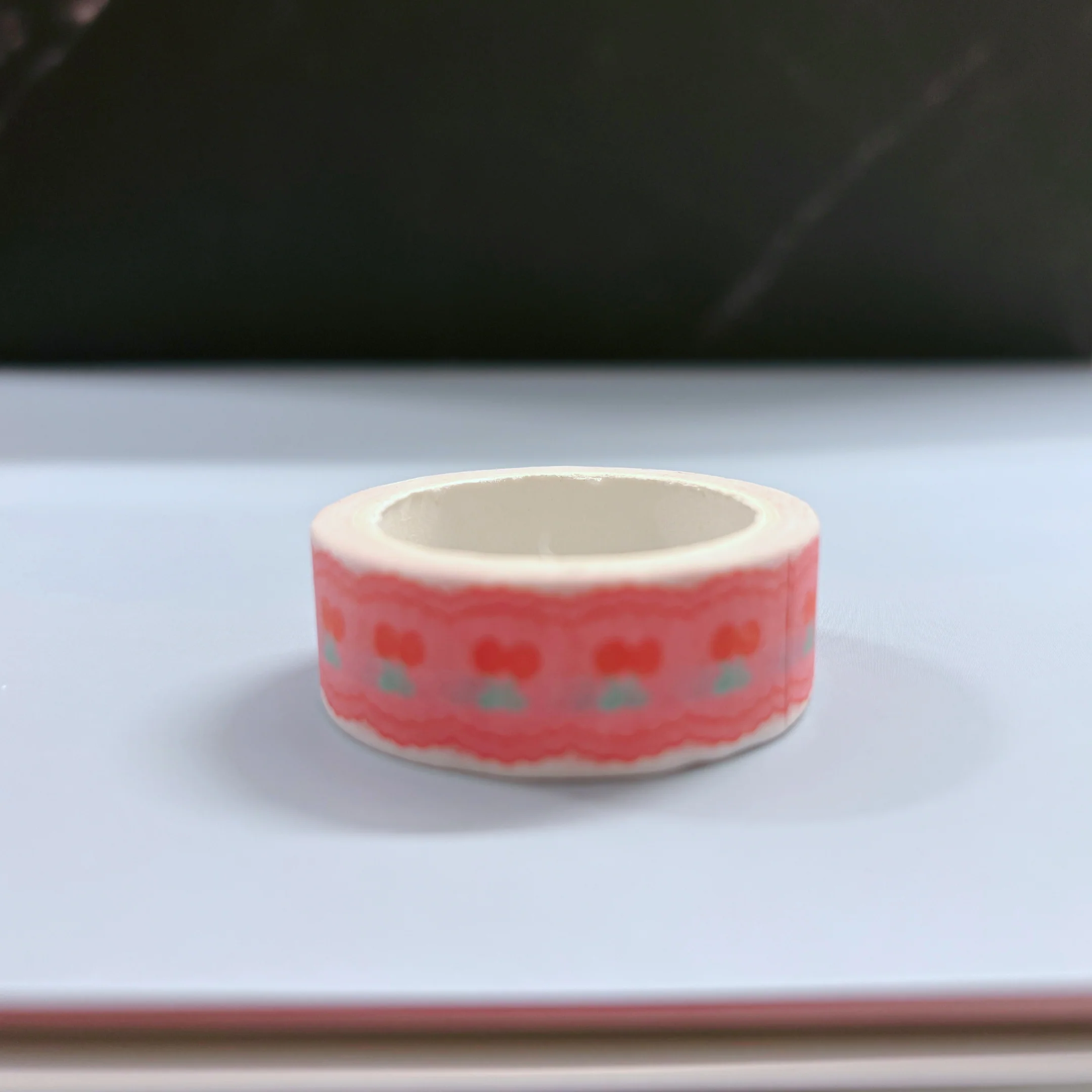 Scalloped Edge Cherries Washi Tape in Pink | Aesthetic Dopamine Y2K Decorative Masking Tape - Image 2