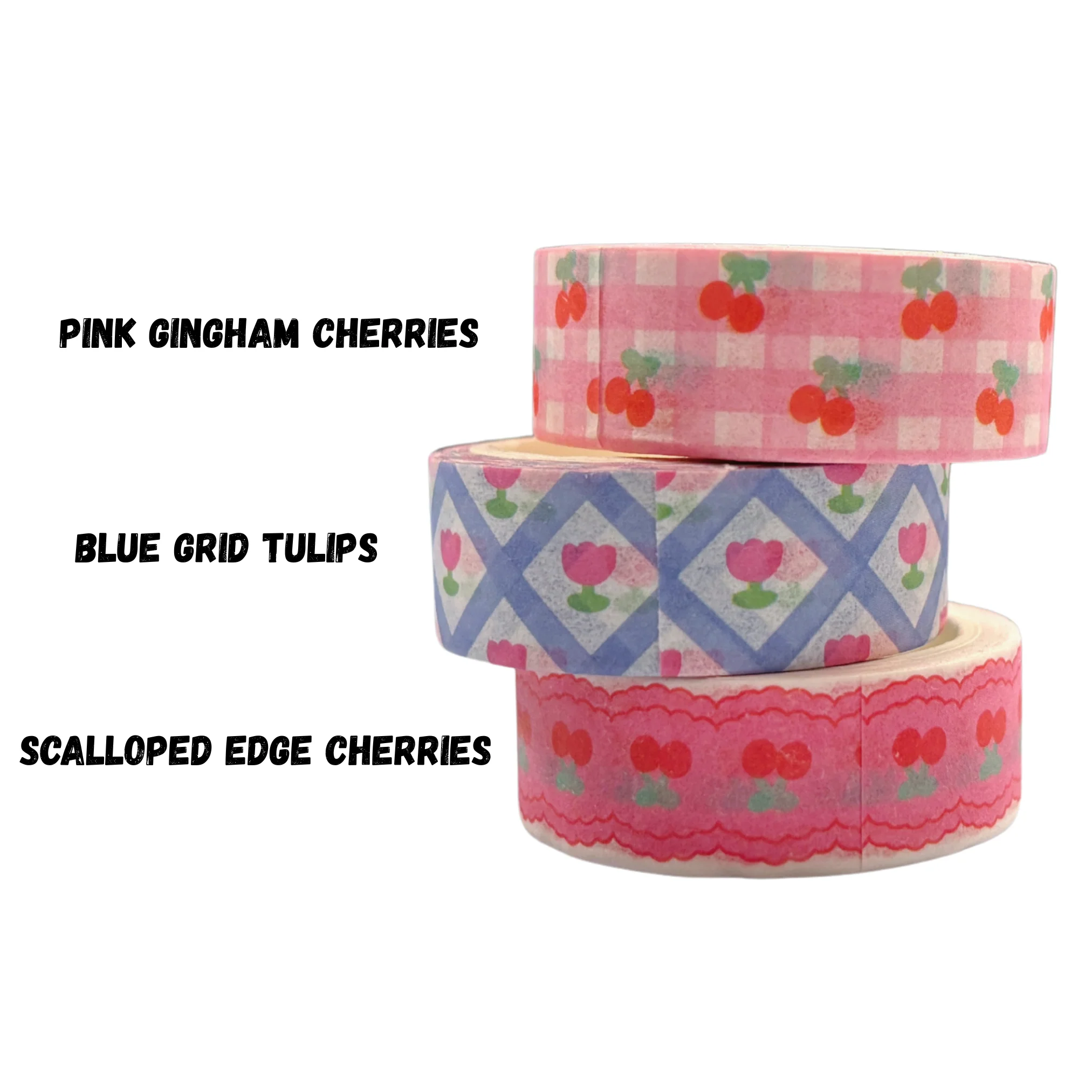 Scalloped Edge Cherries Washi Tape in Pink | Aesthetic Dopamine Y2K Decorative Masking Tape - Image 6