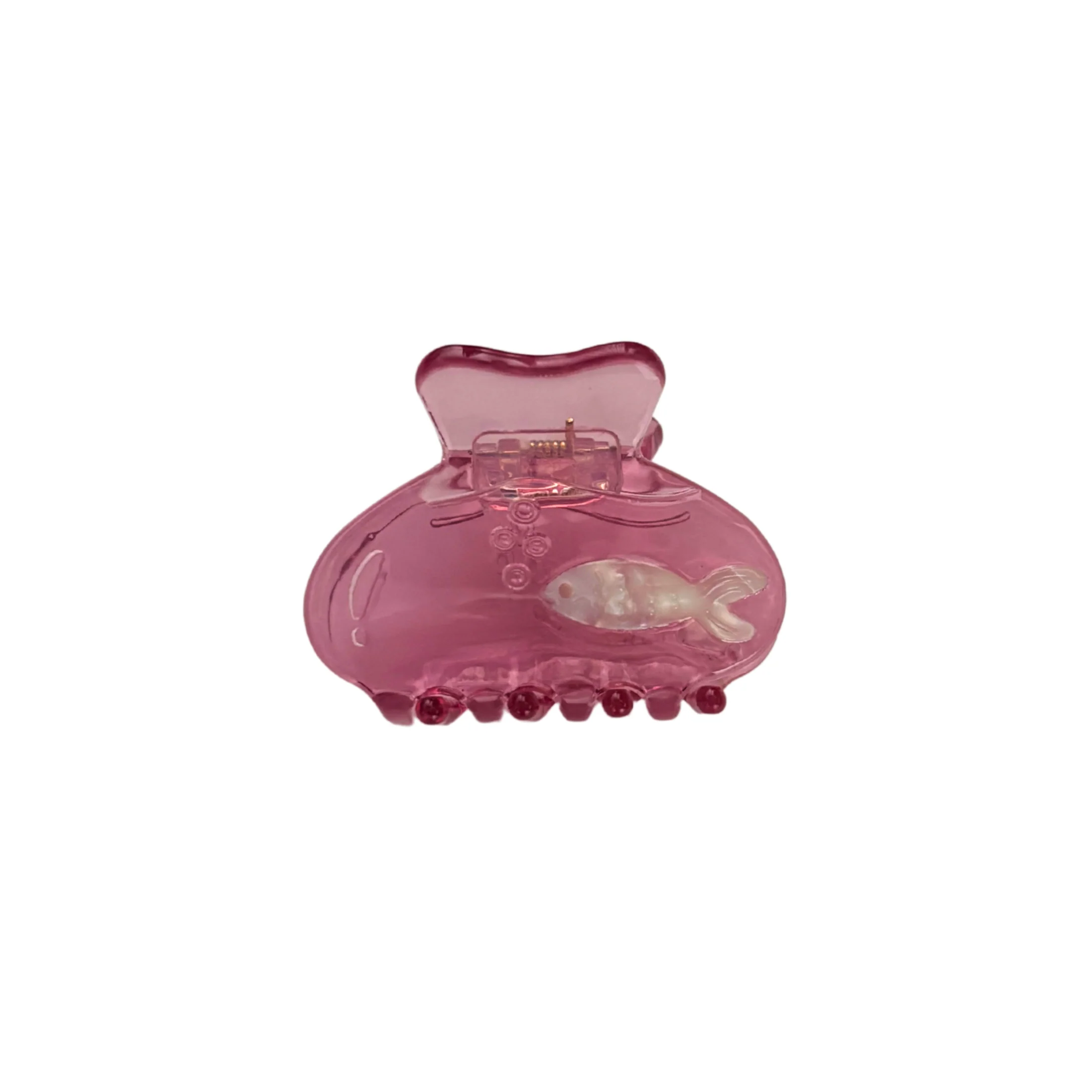 School of One Mini Fish Hair Claw in Translucent Pink - Image 10