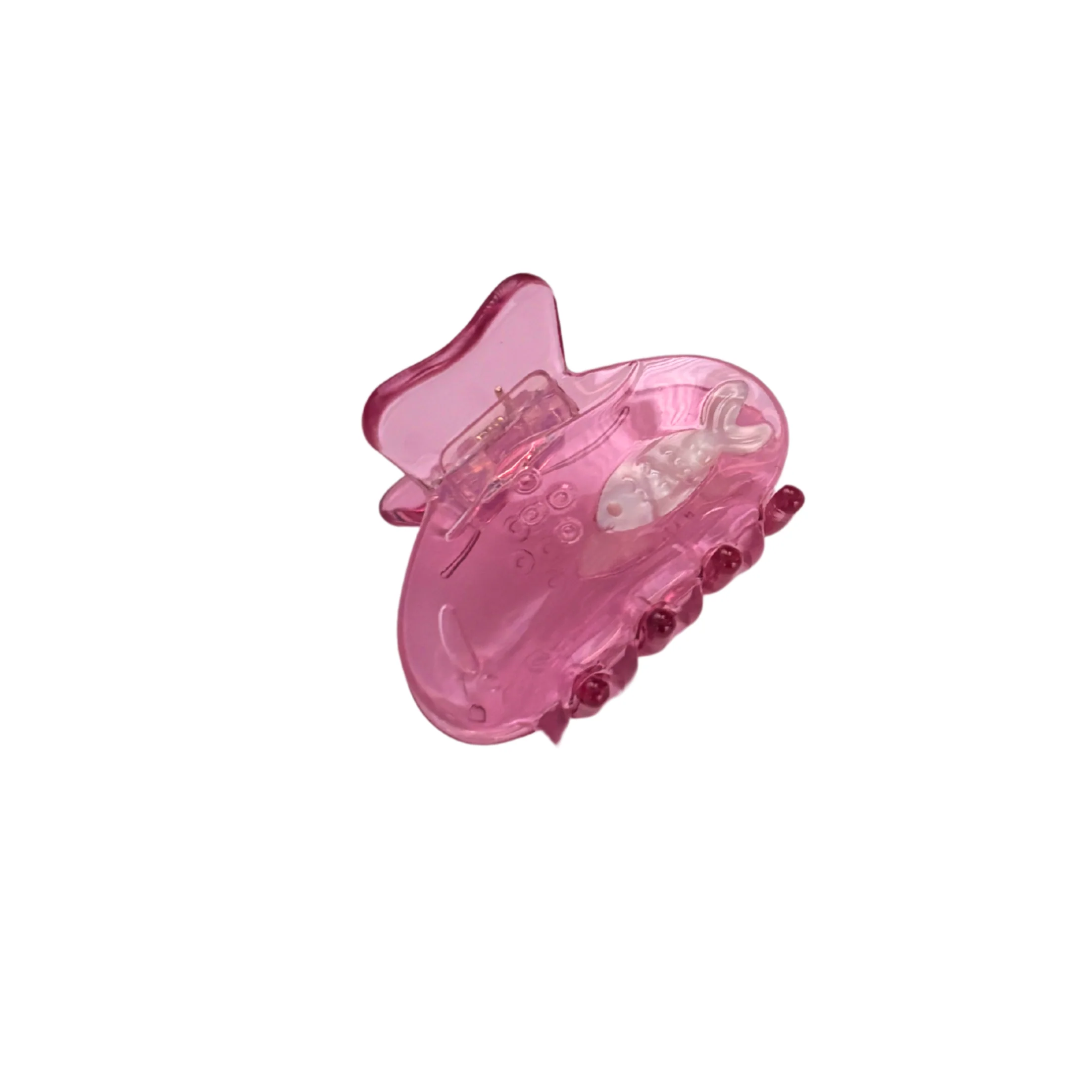 School of One Mini Fish Hair Claw in Translucent Pink - Image 4