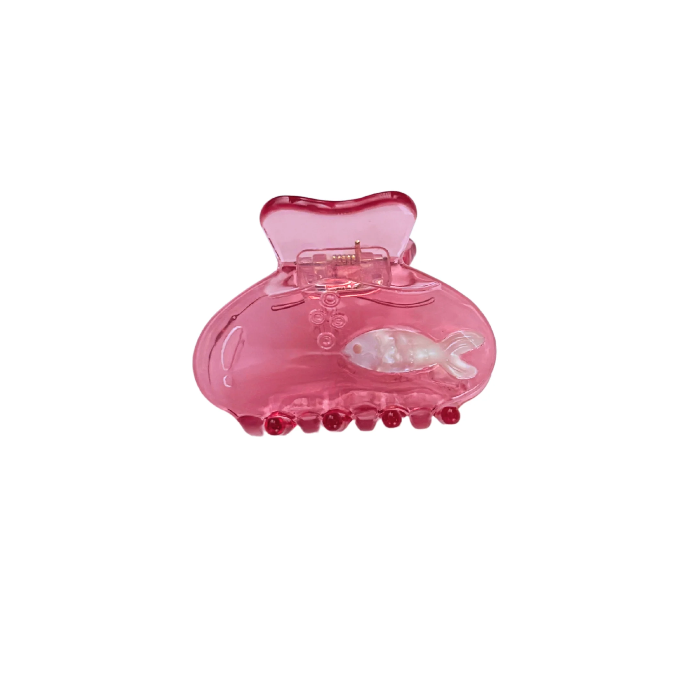 School of One Mini Fish Hair Claw in Translucent Pink - Image 5