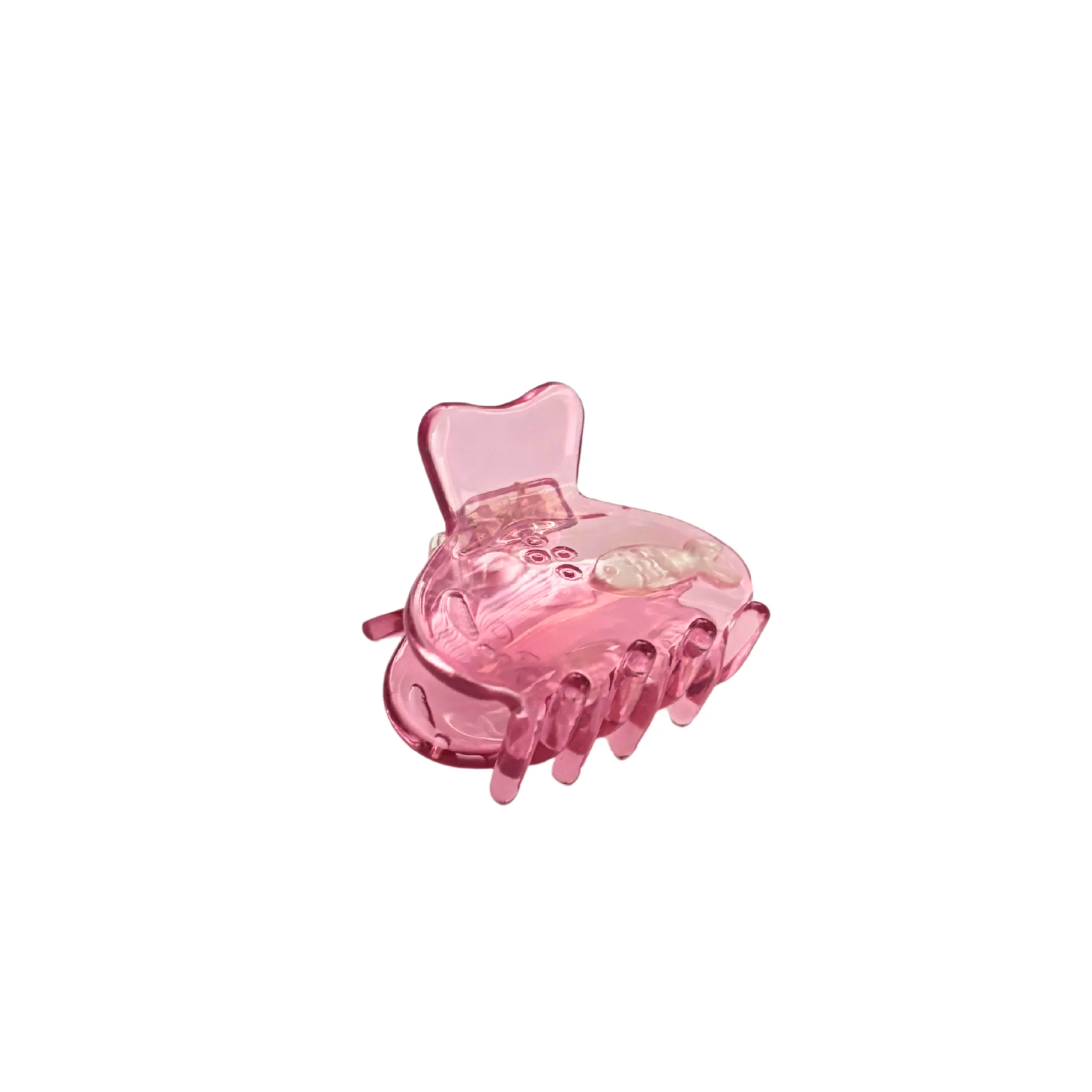 School of One Mini Fish Hair Claw in Translucent Pink - Image 6