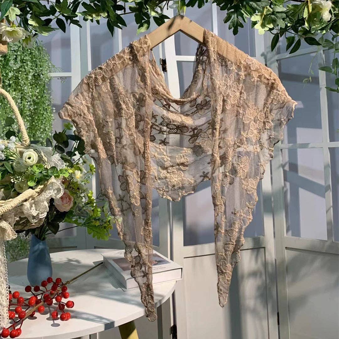 Romance Novel Heroine Blossom Embroidered Floral Lace Small Shawl Scarf or Shrug - Image 3