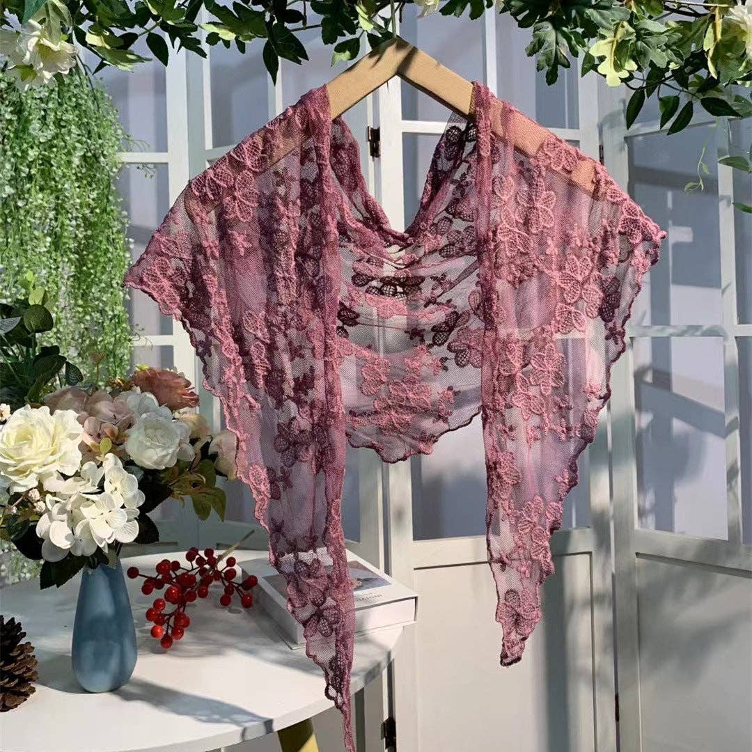 Romance Novel Heroine Blossom Embroidered Floral Lace Small Shawl Scarf or Shrug - Image 5