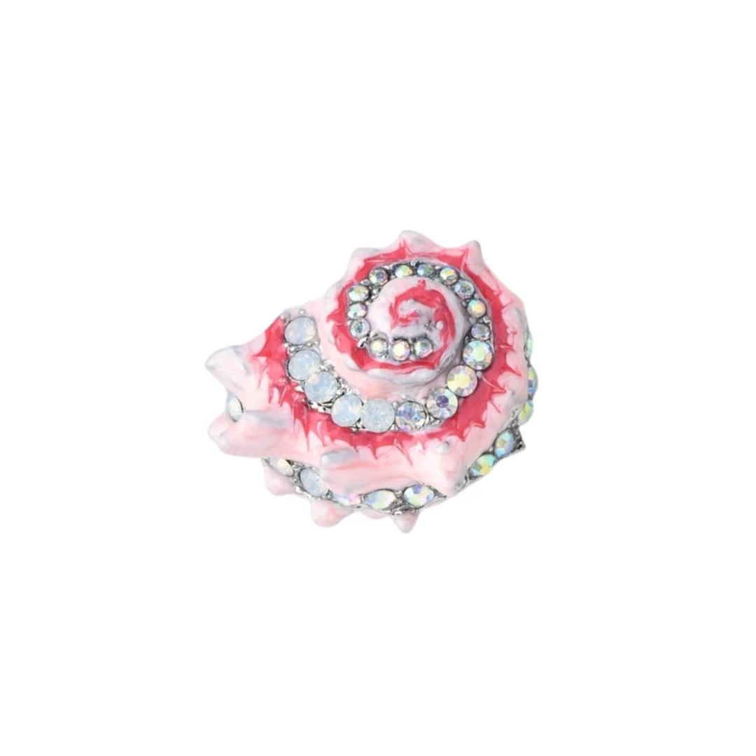 Seashell Embellished Gemstone Brooch Enamel Pin - Image 3