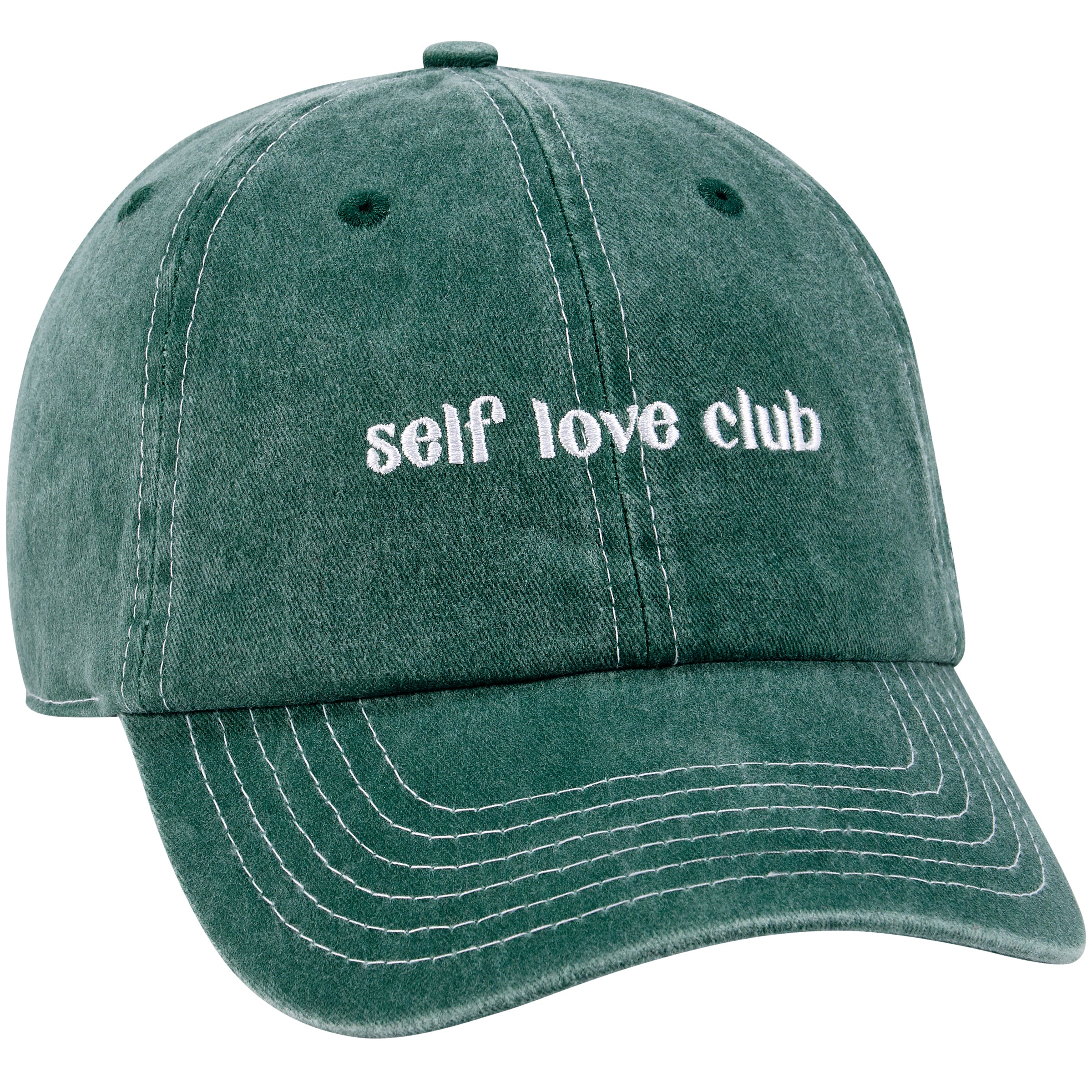 Self Love Club Baseball Cap in Stonewashed Green | Adjustable Buckle Closure Hat