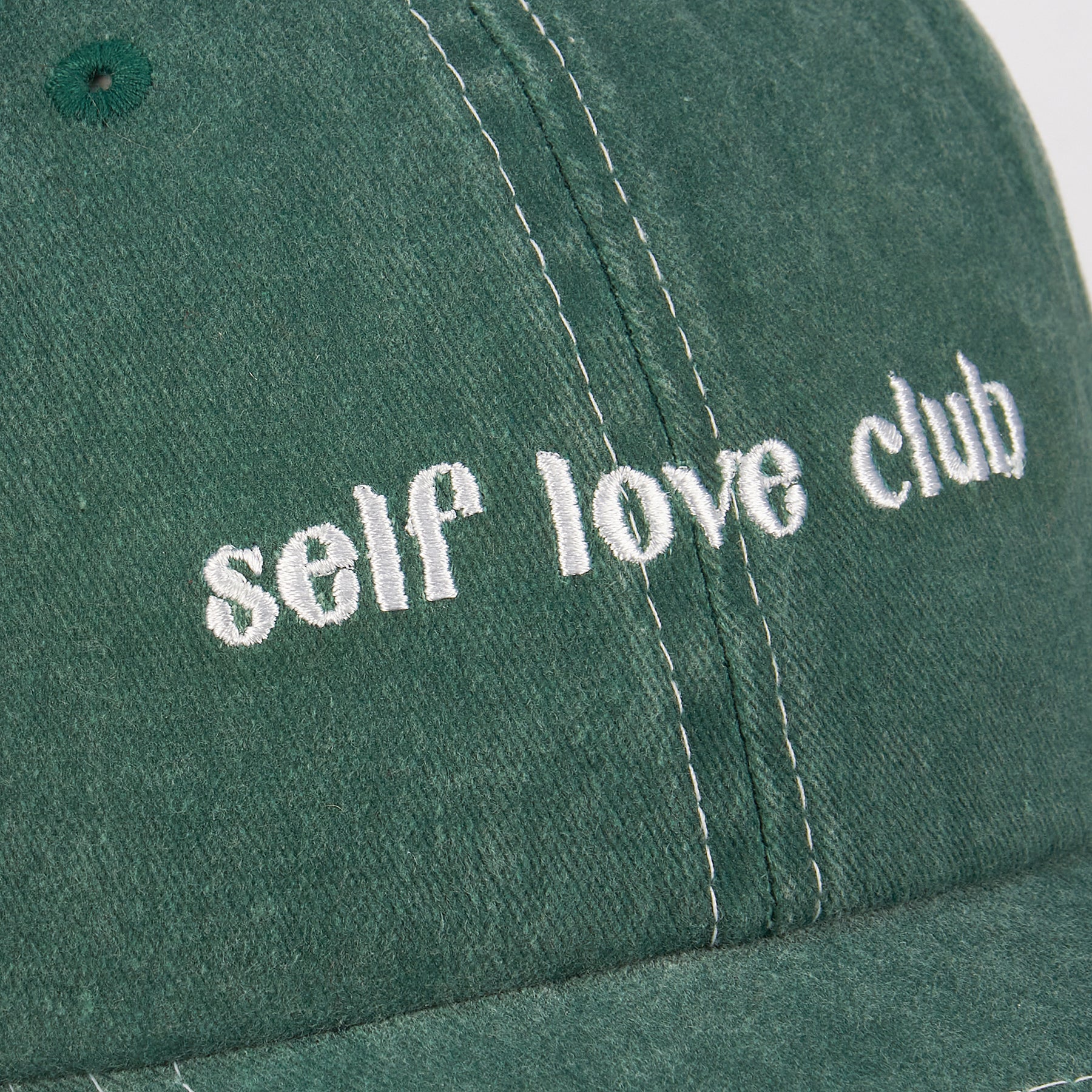 Self Love Club Baseball Cap in Stonewashed Green | Adjustable Buckle Closure Hat - Image 3