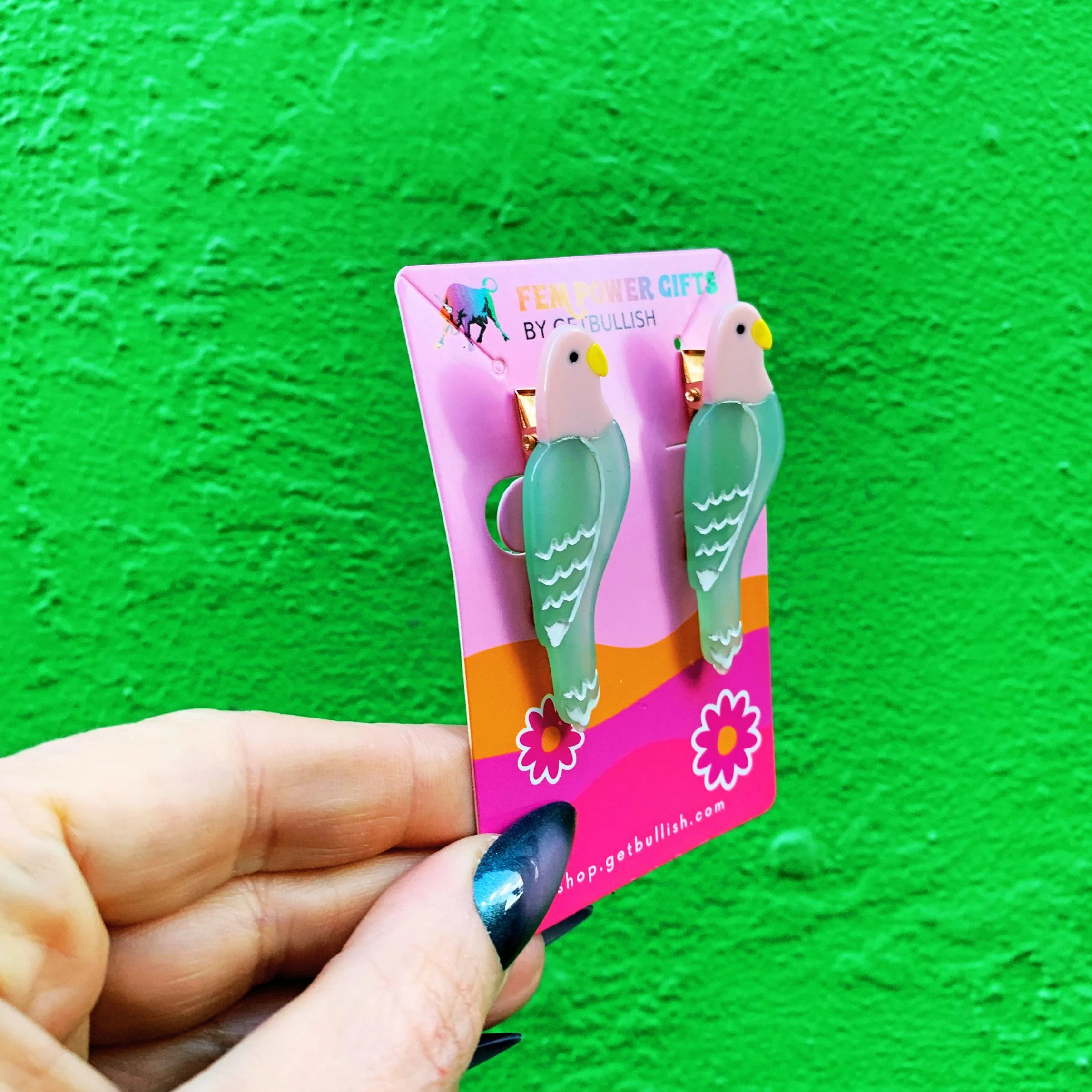 Set of 2 Birdie Barrettes Acetate Hair Clips | Cute Parrot Hair Pins - Image 2