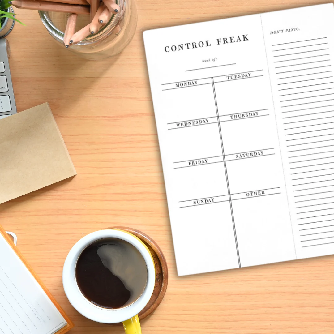 Set of 2 Copy of Control Freak Weekly List Notepad | 8.5" x 11" Desk Planner - Image 4