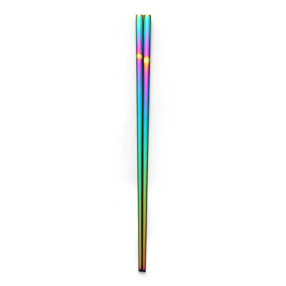 Set of 2 Pairs Holographic Rainbow Chopsticks in Stainless Steel - Image 4