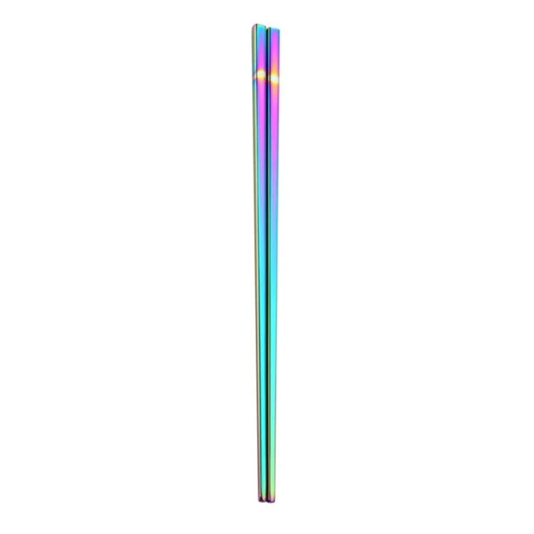 Set of 2 Pairs Holographic Rainbow Chopsticks in Stainless Steel - Image 6