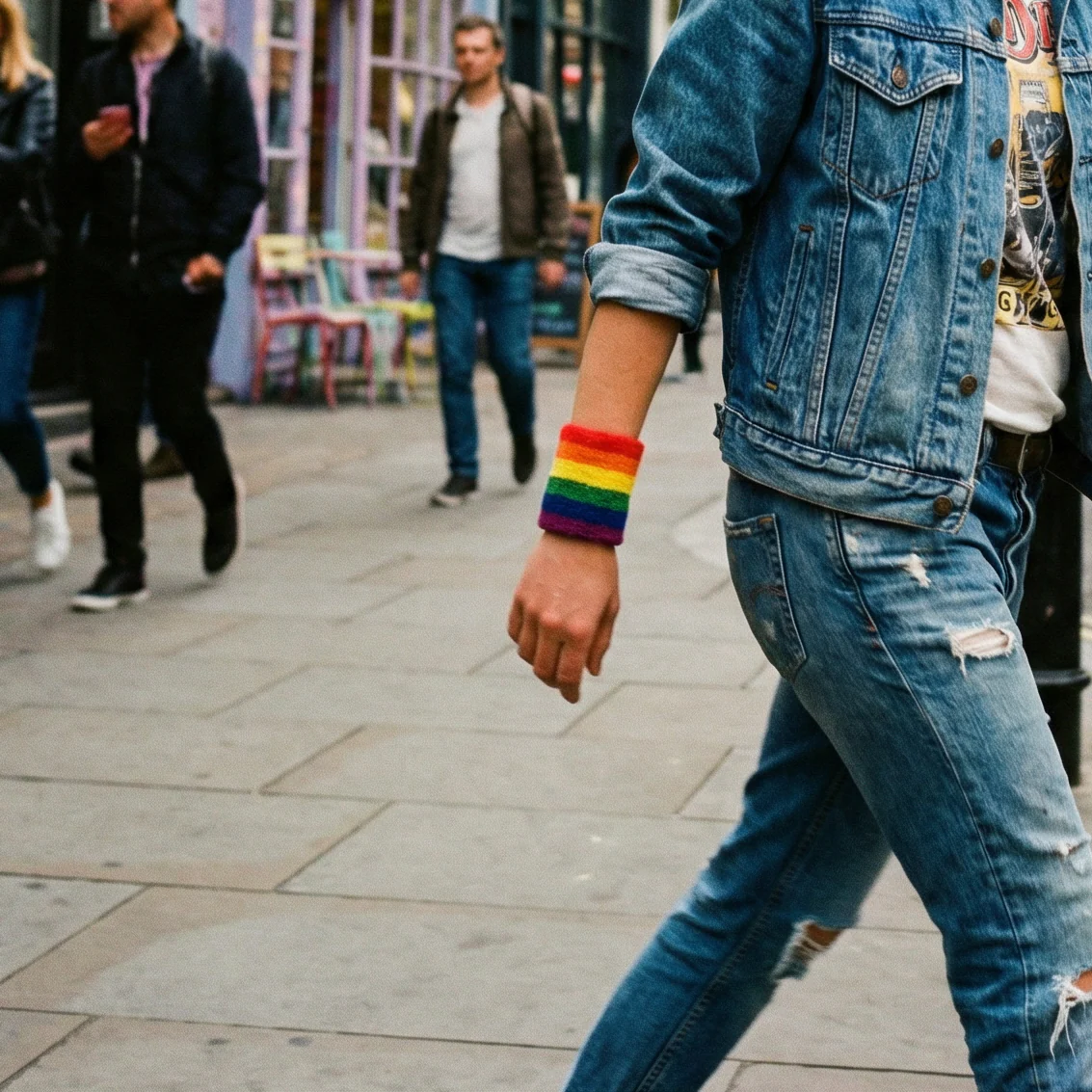 '80s Style Rainbow Wristbands | Absorbent Stretch Exercise Cuffs - Image 3