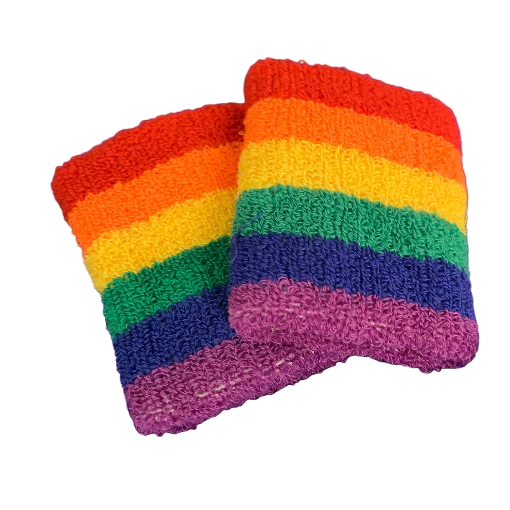 '80s Style Rainbow Wristbands | Absorbent Stretch Exercise Cuffs - Image 4