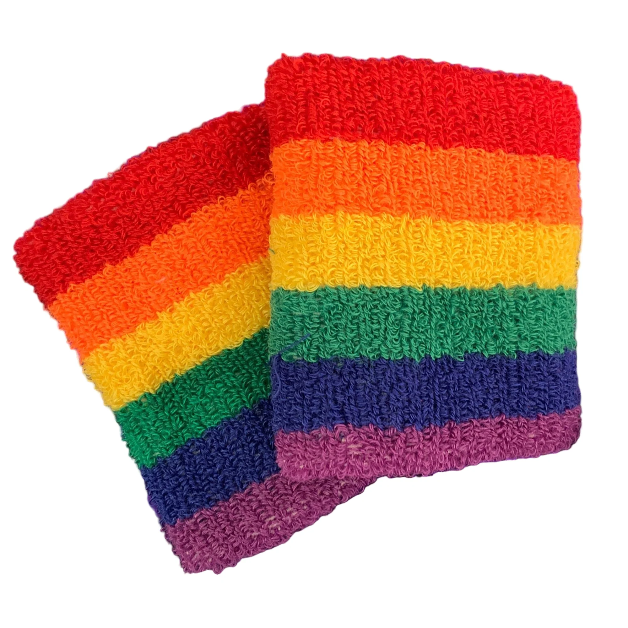 '80s Style Rainbow Wristbands | Absorbent Stretch Exercise Cuffs - Image 6