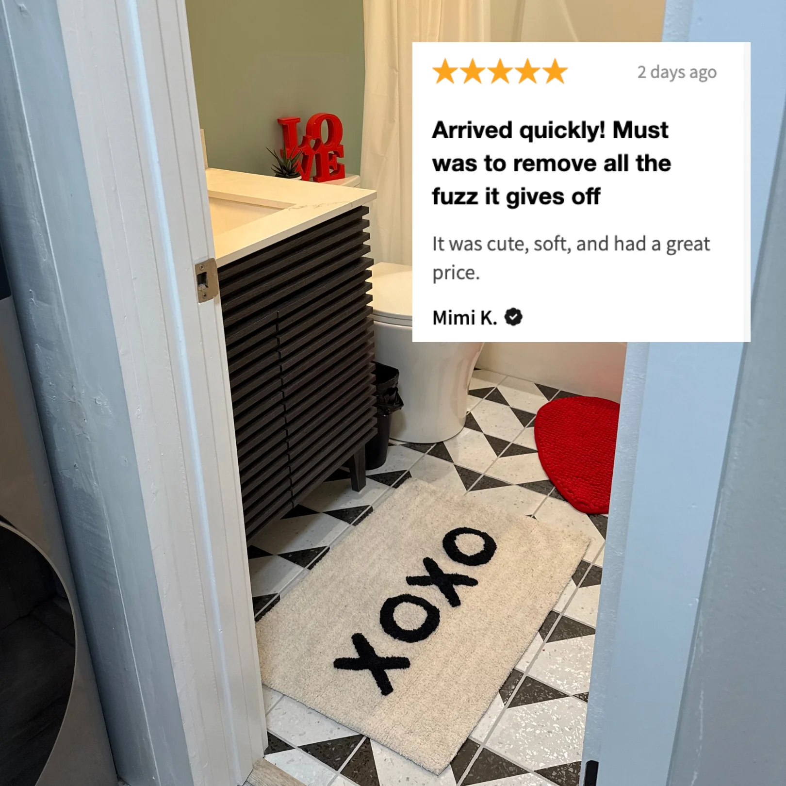 Set of 2 XOXO Bath Mat | Soft Cotton Indoor Rug | 20" x 30" - Image 8