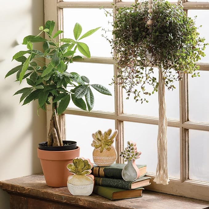 Set of 3 Wooden Succulents Freestanding Plant Decor - Image 5