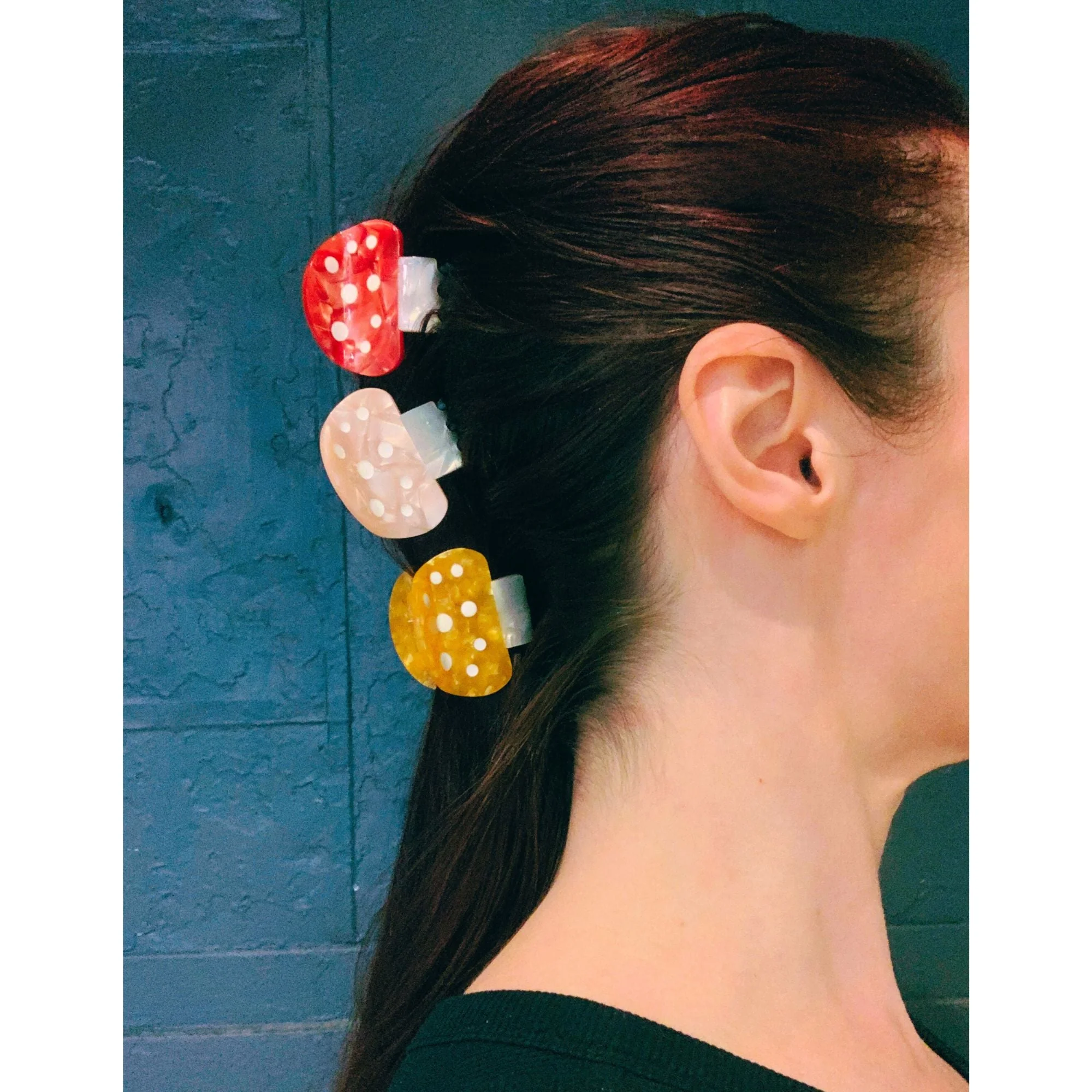 Set of 3 Velvet Claws Mini Mushroom Hair Clips - Image 2