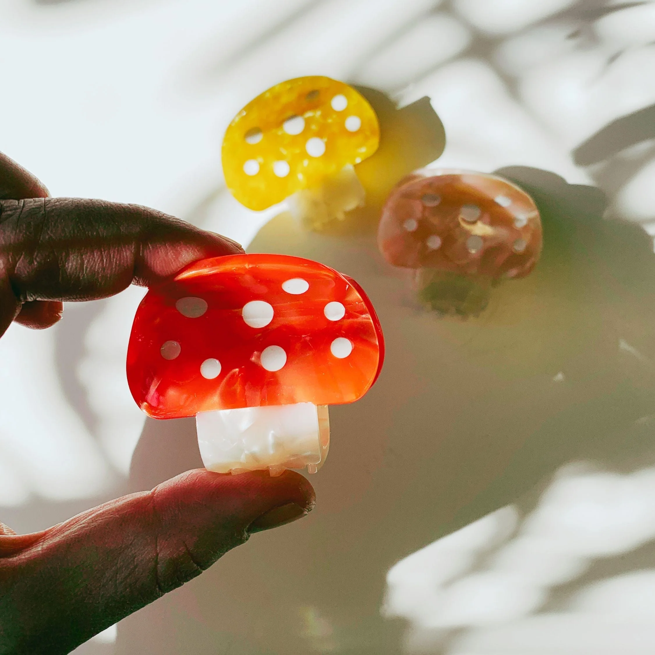 Set of 3 Velvet Claws Mini Mushroom Hair Clips - Image 3