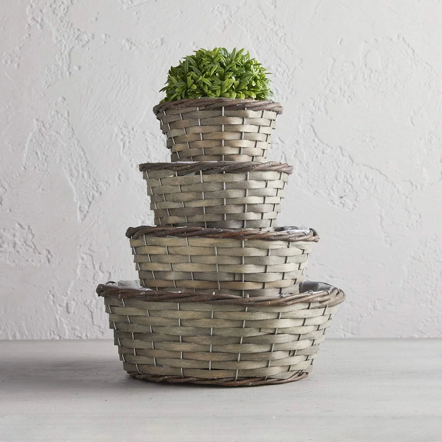 Set of 4 Round Bamboo Basket Set Dual Color - Image 10