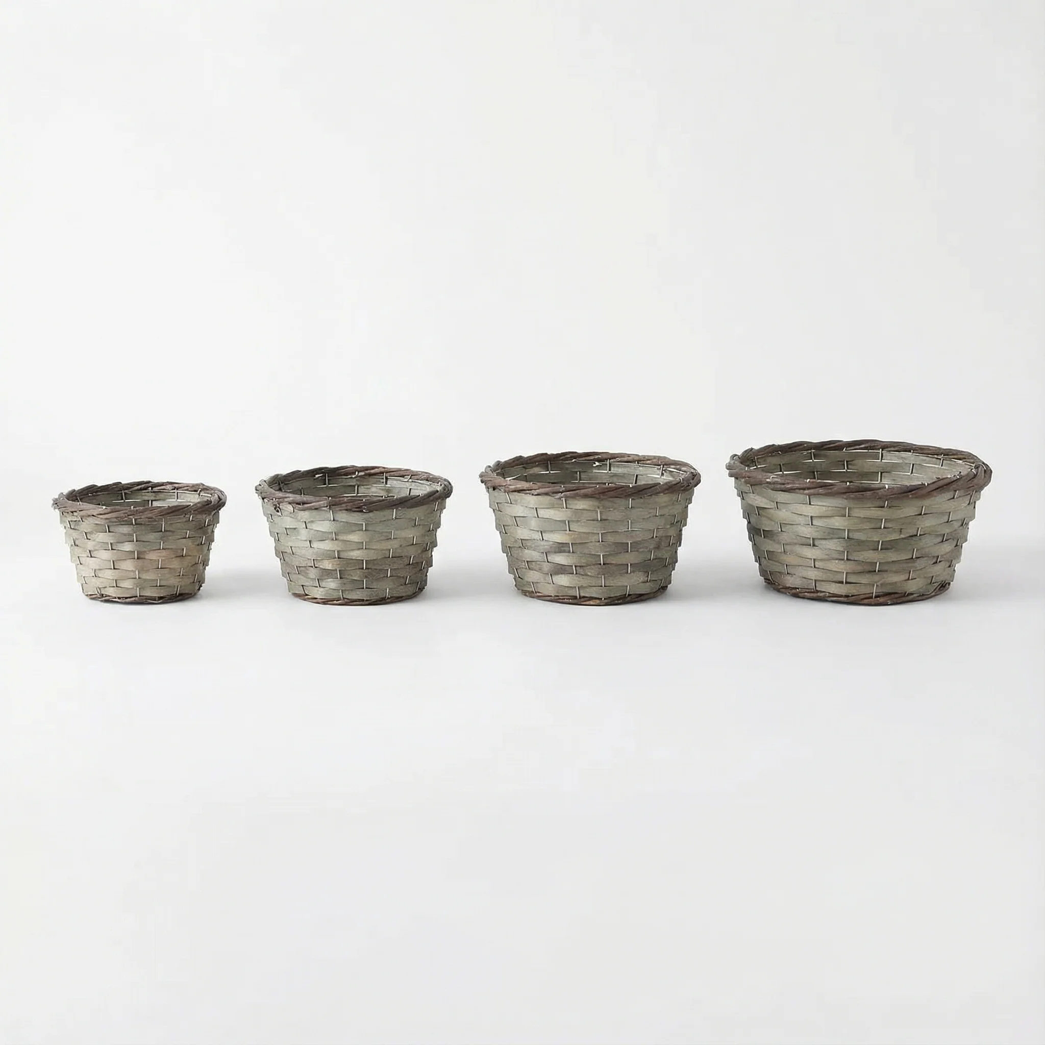 Set of 4 Round Bamboo Basket Set Dual Color - Image 12