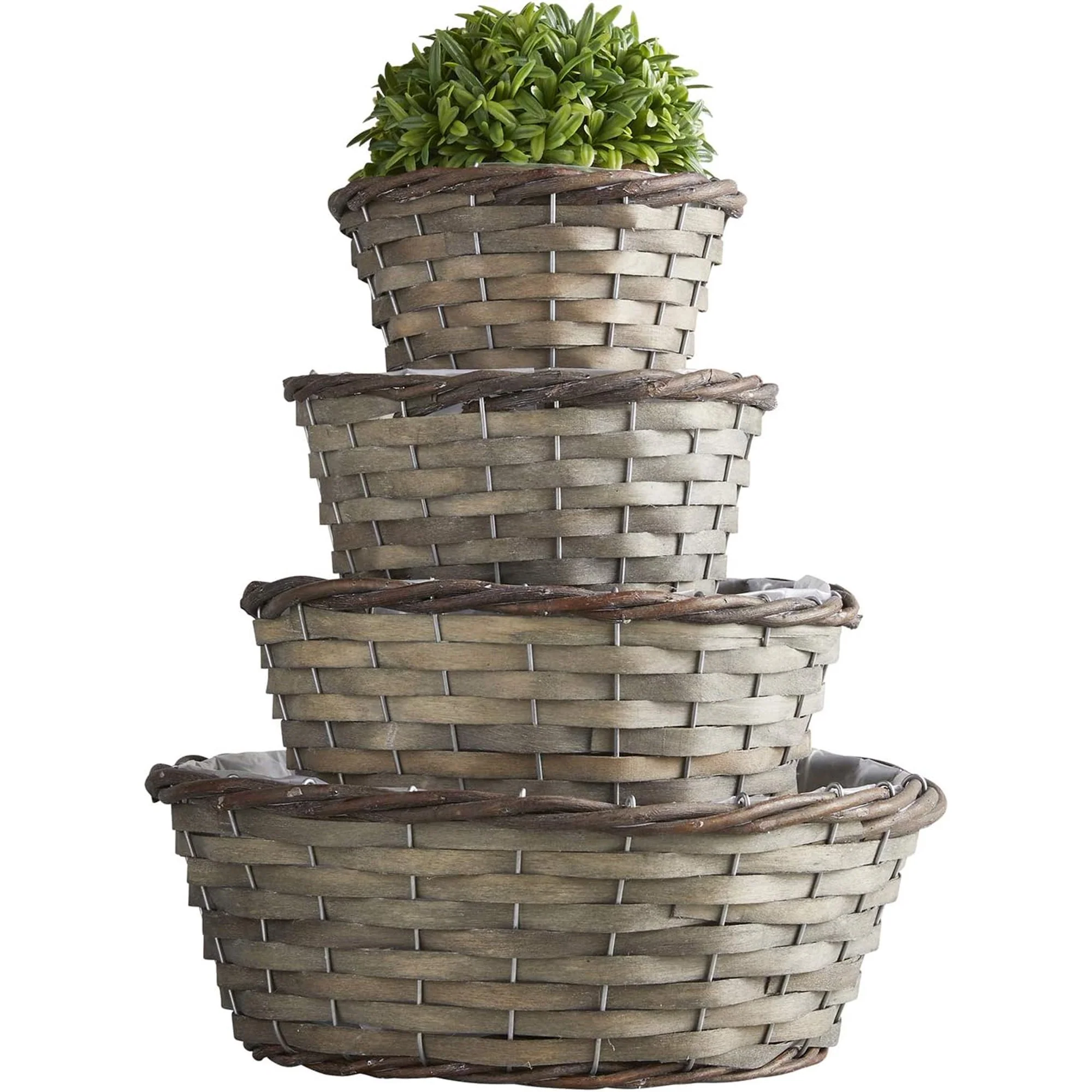 Set of 4 Round Bamboo Basket Set Dual Color - Image 5