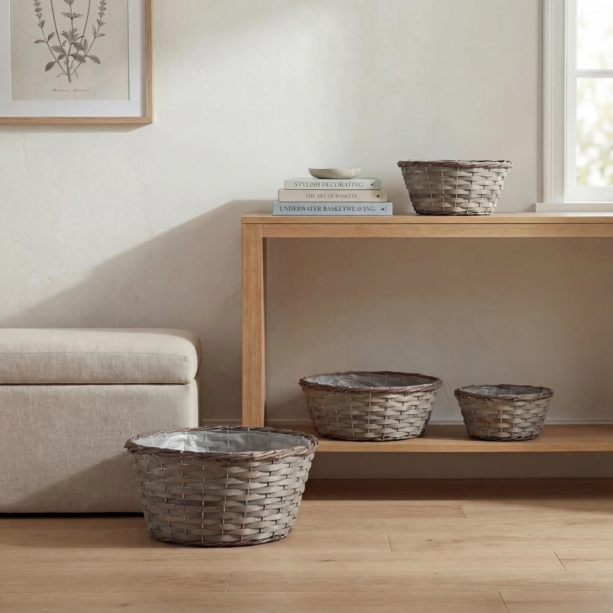 Set of 4 Round Bamboo Basket Set Dual Color - Image 6