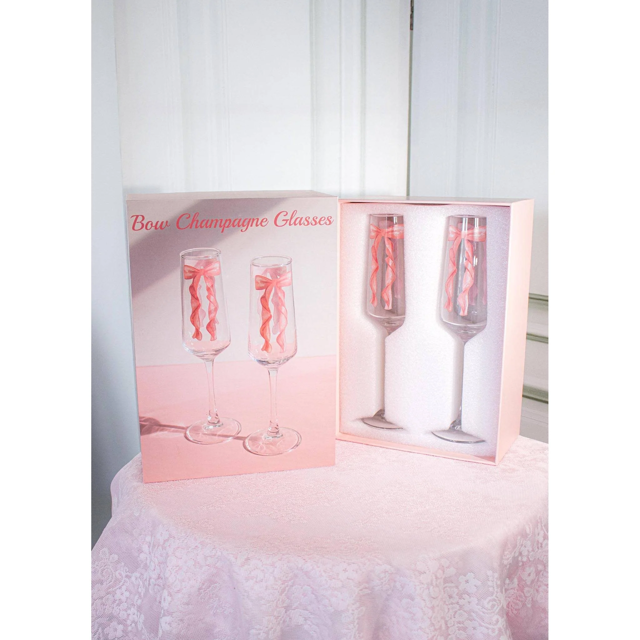 Set of 2 Bow Champagne Glasses | Coquette Bow Trend - Image 5