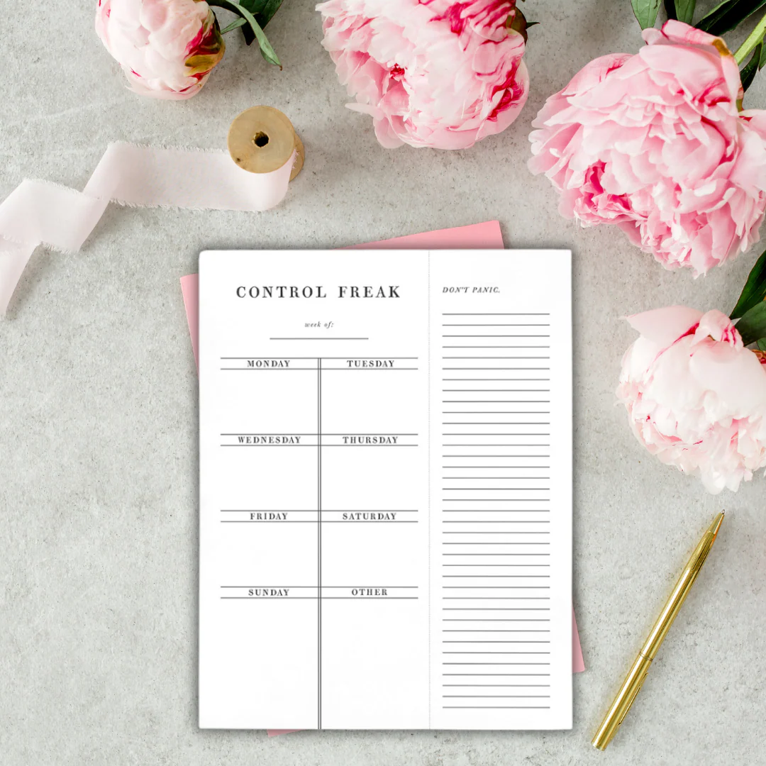 Set of 6 Copy of Control Freak Weekly List Notepad | 8.5" x 11" Desk Planner - Image 3
