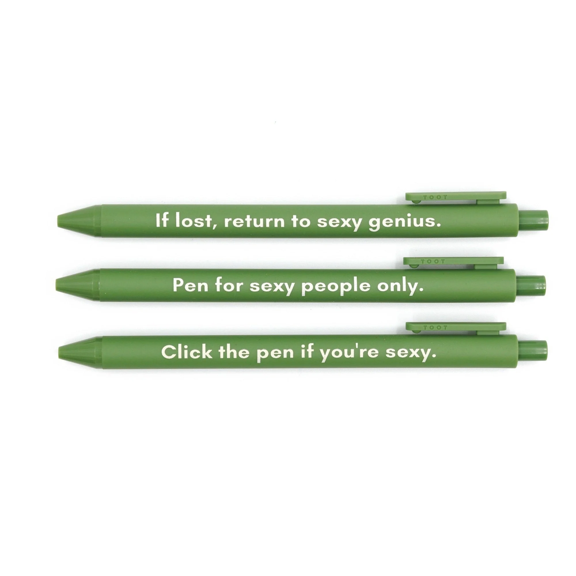 Sexy People Pen Set 🌹 | Gel Click Pen Gift Set | 3 Pens in Olive Green - Image 3