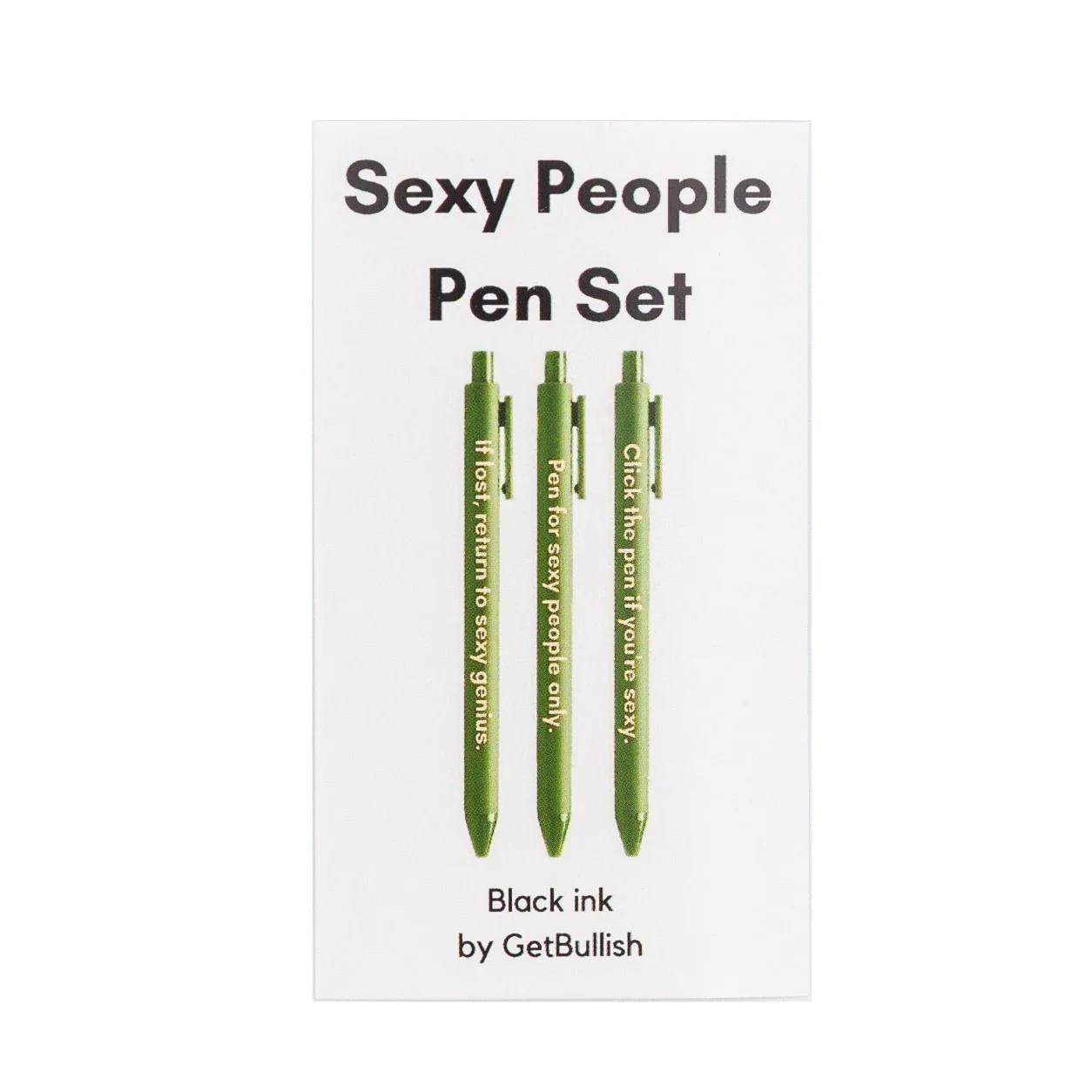 Sexy People Pen Set 🌹 | Gel Click Pen Gift Set | 3 Pens in Olive Green - Image 5