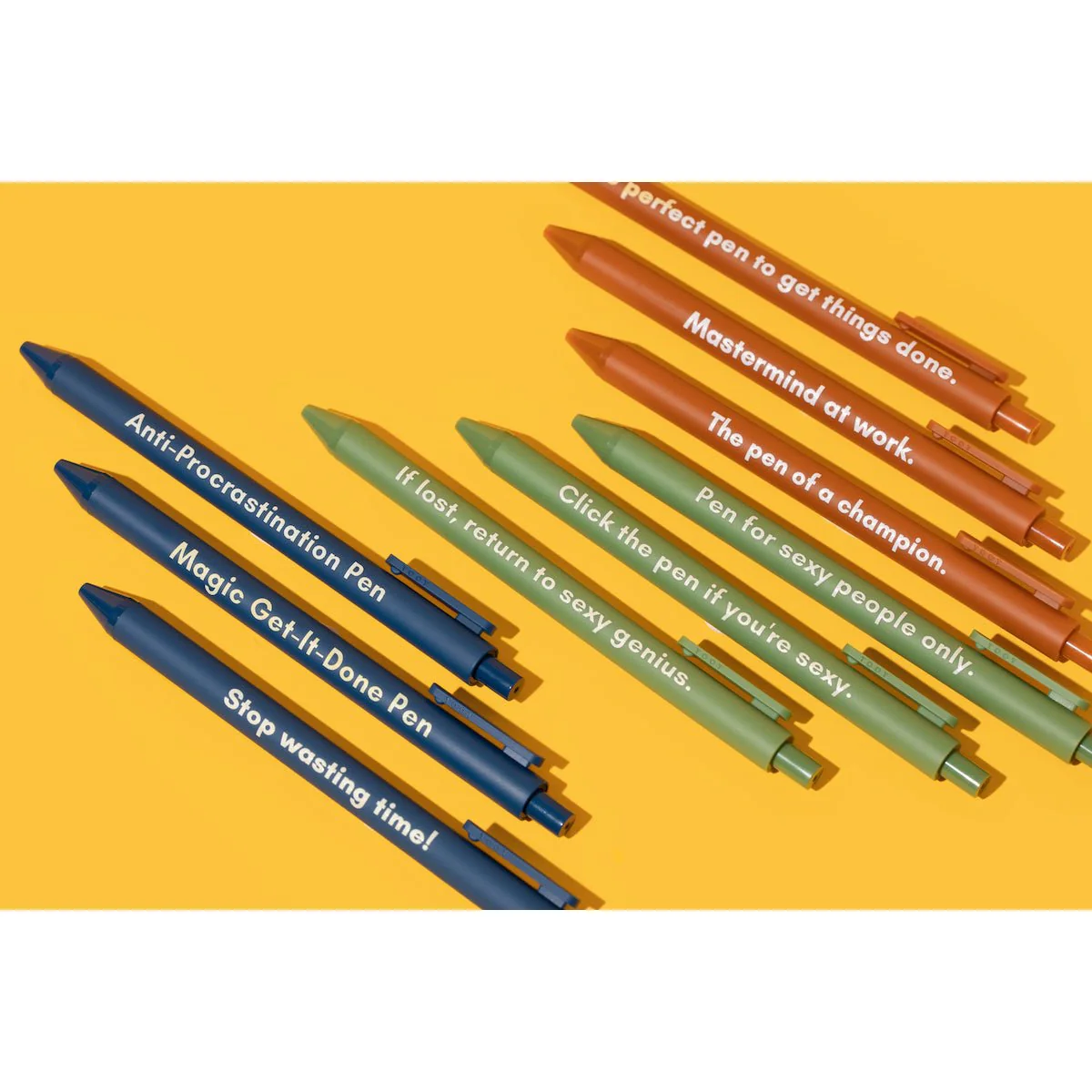 Sexy People Pen Set 🌹 | Gel Click Pen Gift Set | 3 Pens in Olive Green - Image 9