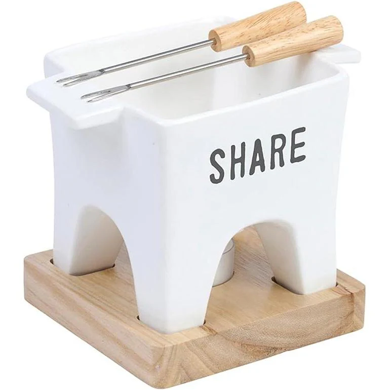 Tea Light Mini Fondue Pot Set for 2 | Giftable Cheese and Chocolate Warmer Bowl Gift Set with Mini Forks - Image 2