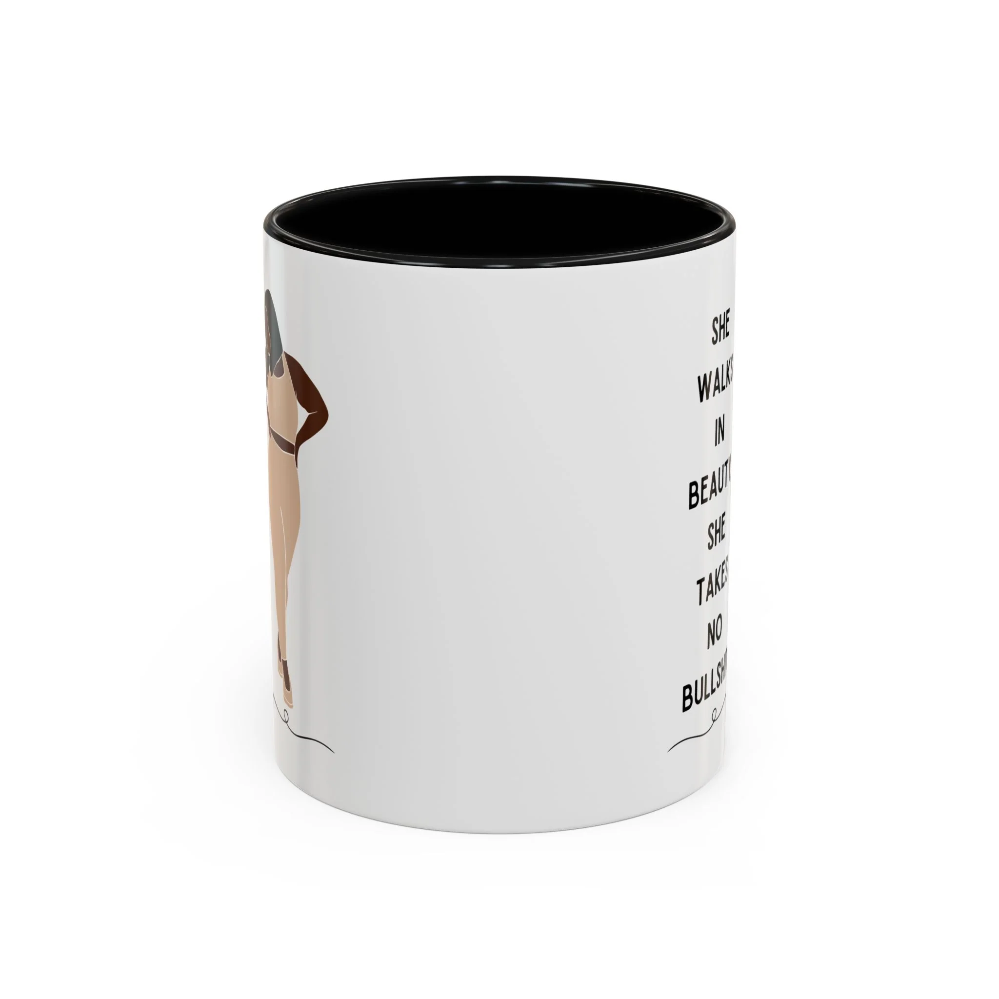 She Walks in Beauty, She Takes No Bullshit Accent Coffee Mug 11oz - Image 3