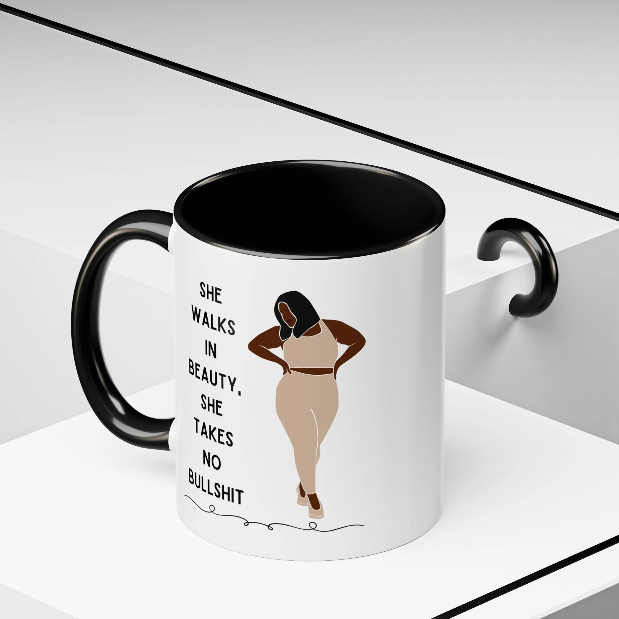 She Walks in Beauty, She Takes No Bullshit Accent Coffee Mug 11oz - Image 6