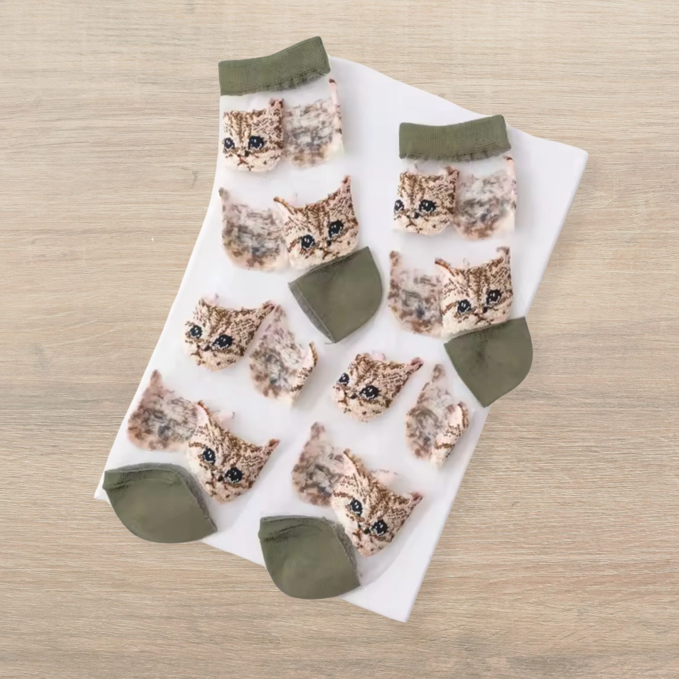 Sheer Cat Lover Socks Available in Yellow Green Red or Black [Fits Women's Size 5-9] - Image 4