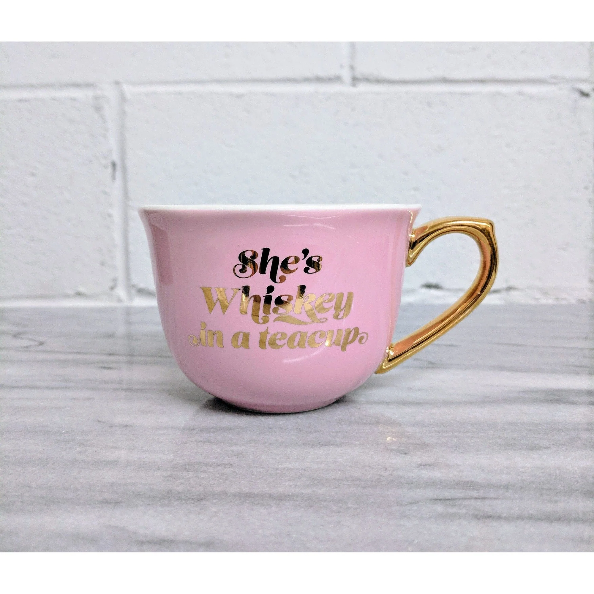 She's Whiskey in a Tea Cup and Saucer Set in Pink and Floral - Image 9