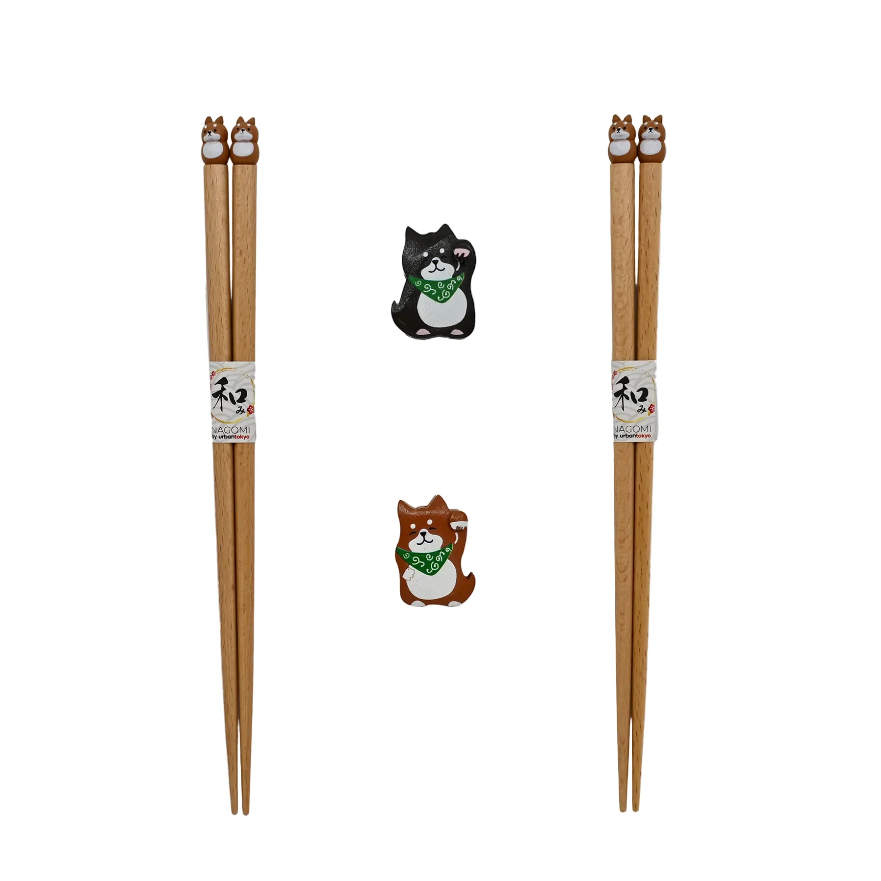 Japanese Shiba Inu Wooden Chopsticks Gift Set | 2 Pairs + Chopstick Rests - Image 4