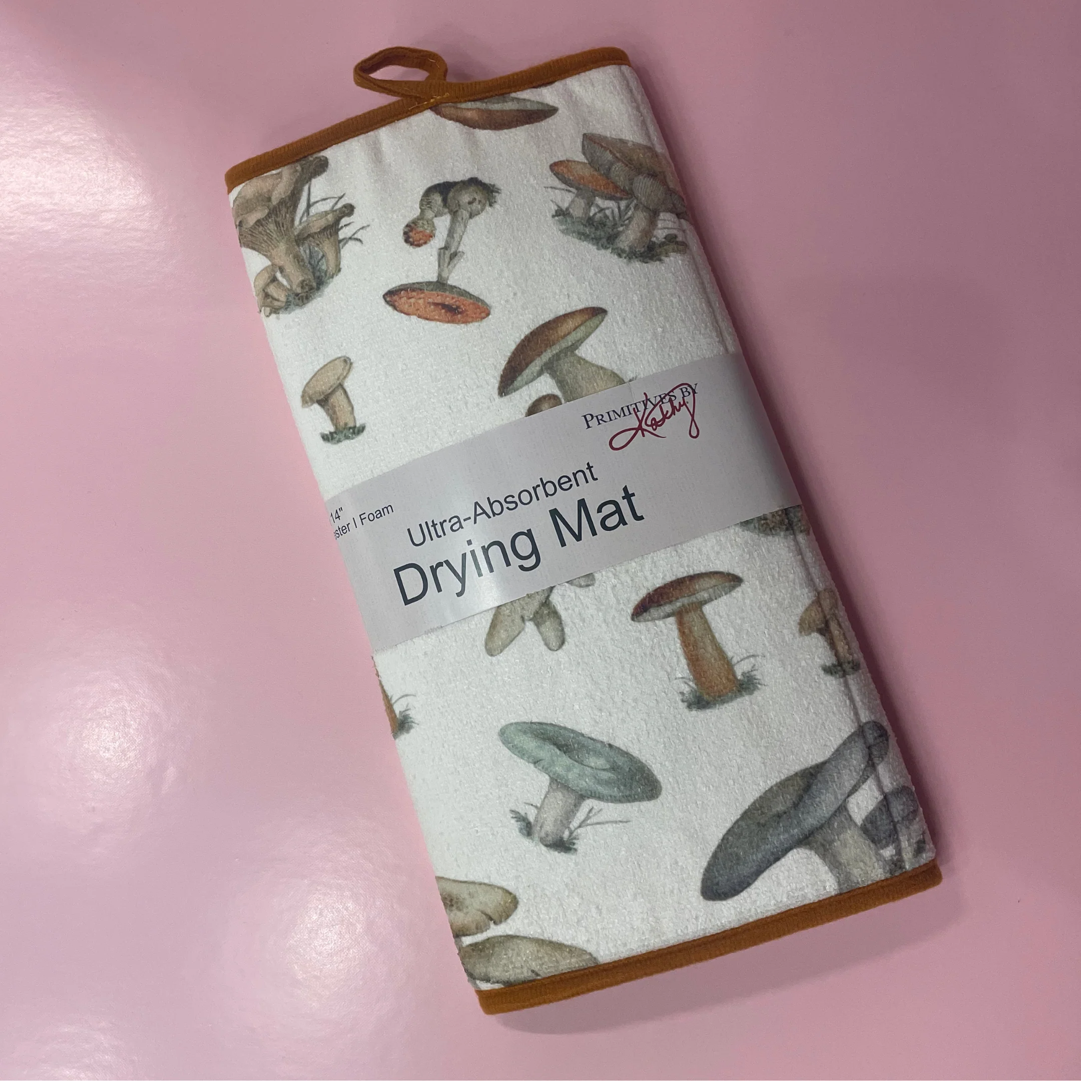 Holy Shiitake Ultra-Absorbent Drying Mat | Vintage Art of Wild Mushrooms Dish Drainer Pad | 21" x 14" - Image 5