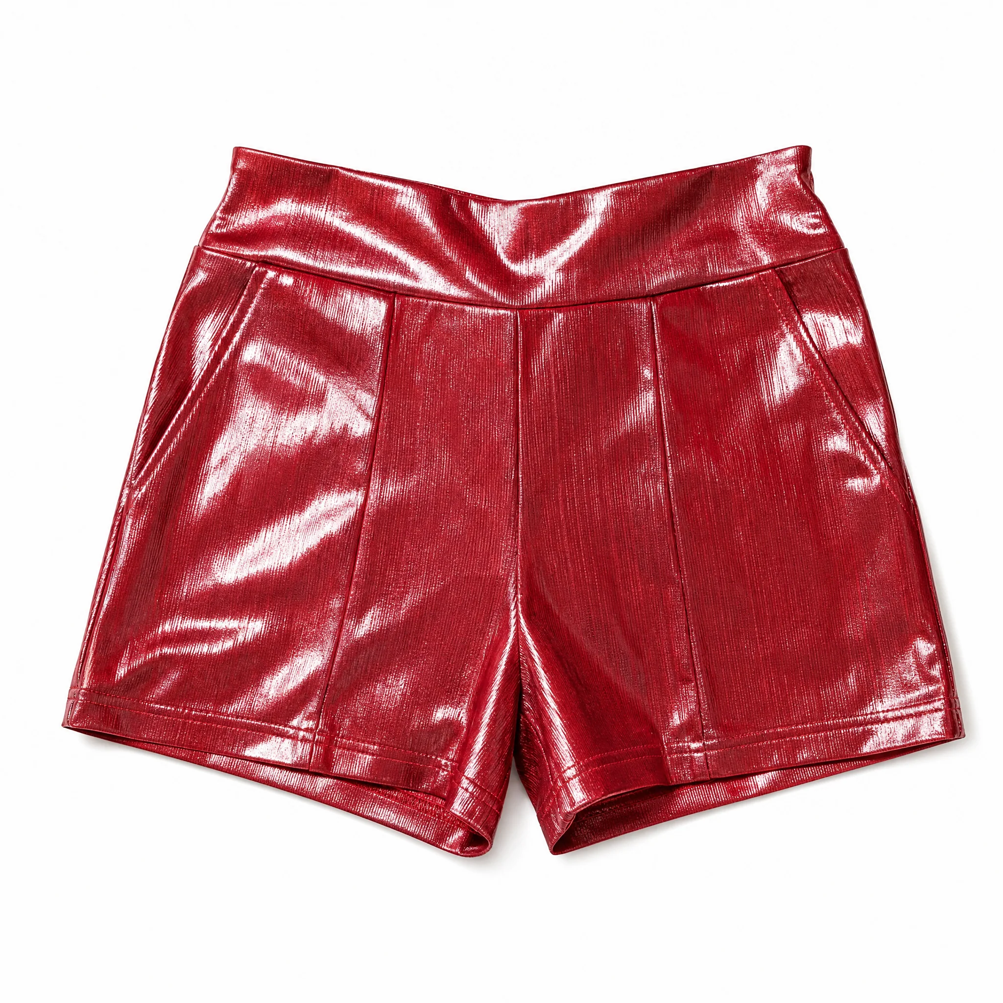 [Size M-3X] Shiny Short Firework in Red | Metallic Stretch Fabric