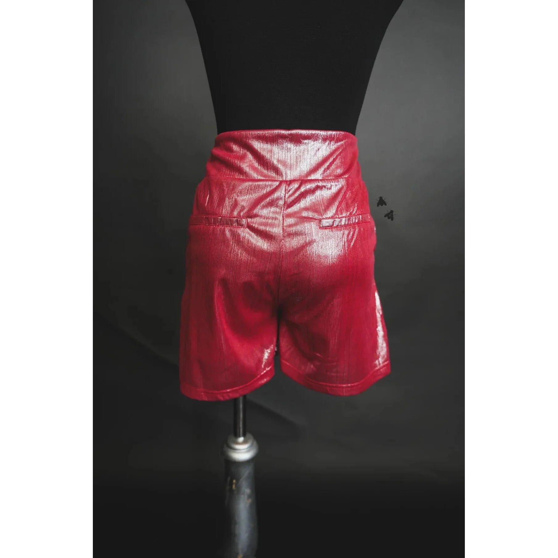 [Size M-3X] Shiny Short Firework in Red | Metallic Stretch Fabric - Image 4