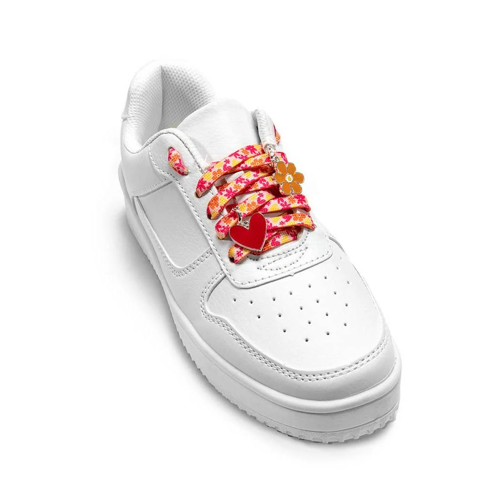 Flowers Shoelaces with Flower & Heart Charms | Shoestrings with Charms Set - Image 3