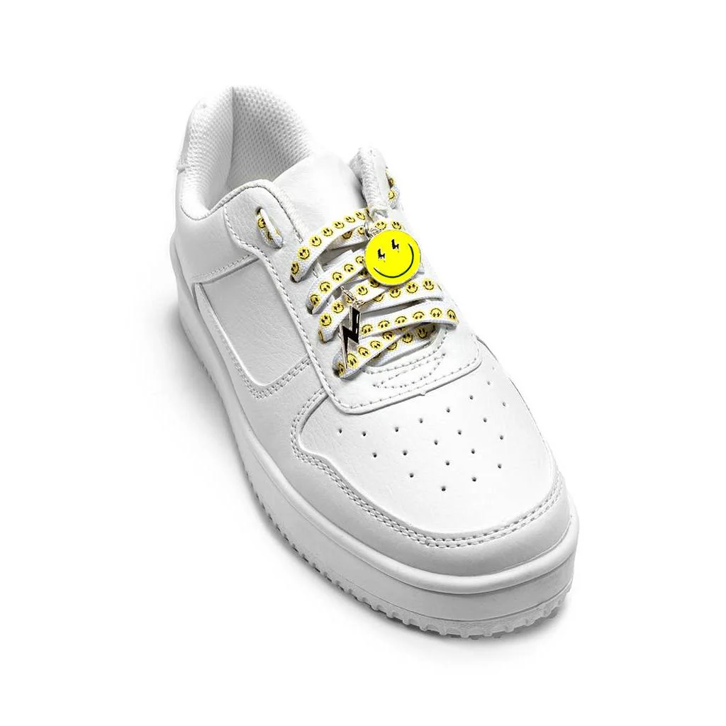Happy Faces Shoelaces with Lightning Bolt Eyes Smiley Face Charms Set | Shoestrings with Charm Set - Image 3