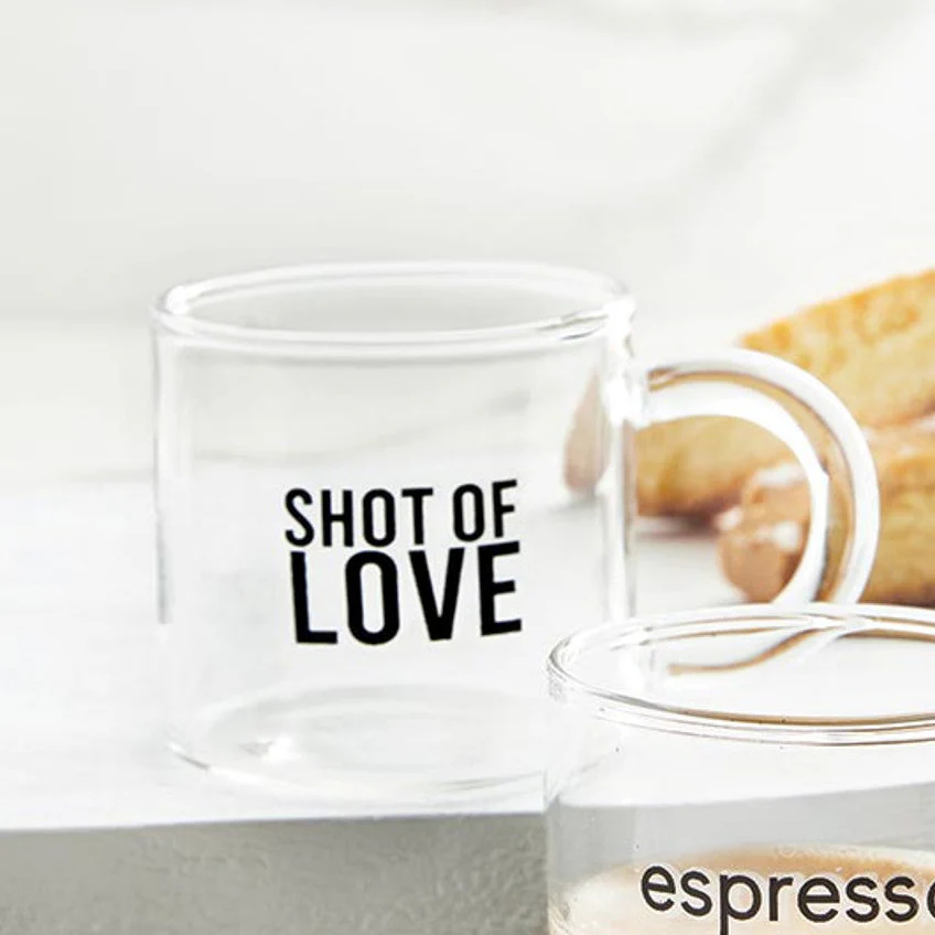 Shot of Love Glass Espresso Cup | Coffee Tea Clear Mug - Image 3