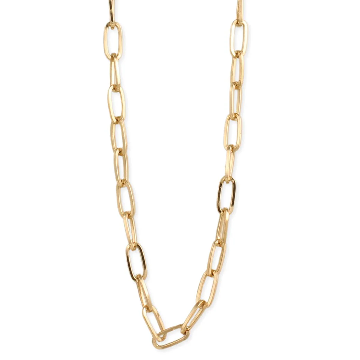 Simple Gold Paperclip Link Chain Necklace | Layering Outfit Fashion Jewelry - Image 3